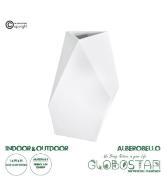 GloboStar® Artificial Garden ALBEROBELLO 20738 Επιδαπέδιο Πολυεστερικό Τσιμεντένιο Κασπώ Γλάστρα - Flower Pot Λευκό Μ58 x Π30 x Υ90cm
